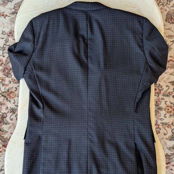 NWOT Isaia Napoli Blue Black Check 3-Piece Suit Vest Notch Lapel EU52R US42R - Picture 8 of 15